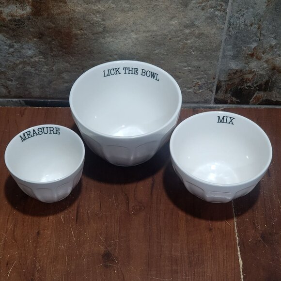 Home Essentials White Dinnerware Bowl Measure Mix Lick the Bowl Set of 3 - Picture 6 of 9